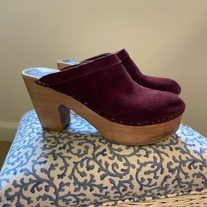 No. 6 Old School High Heel Clog in Suede